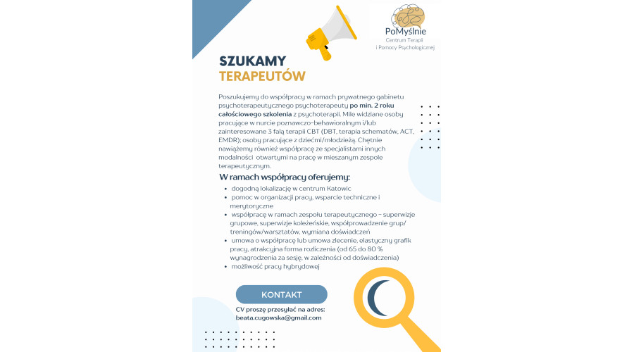 Poszukujemy psychoterapeut&oacute;w