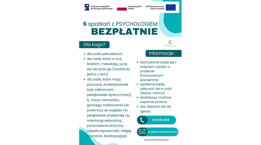 Bezpłatne konsultacje z psychologiem Ł&oacute;dź