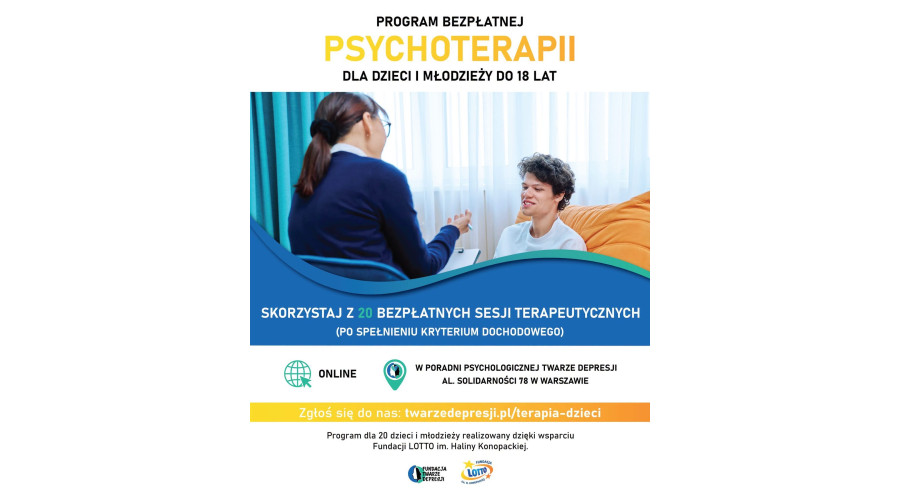 Bezpłatna terapia dla dzieci i młodzieży Warszawa i online