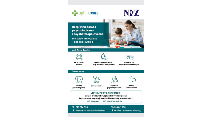 Bezpłatna pomoc dla dzieci i młodzieży NFZ we Wrocławiu