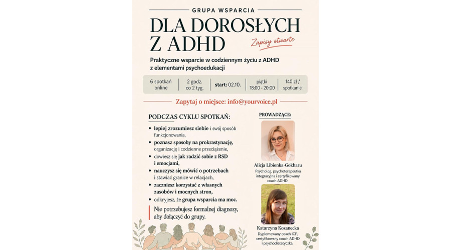 Grupa wsparcia dla os&oacute;b dorosłych z ADHD online