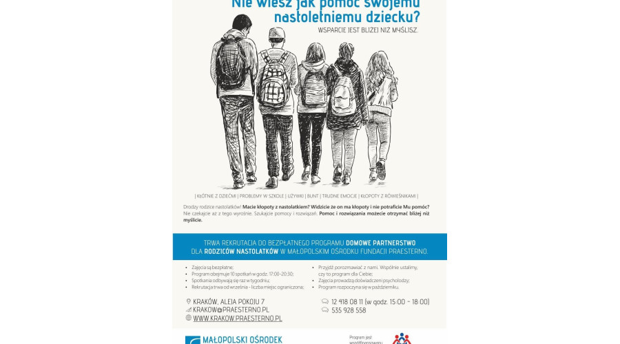 Bezpłatne młodzieżowe grupy wsparcia Krak&oacute;w