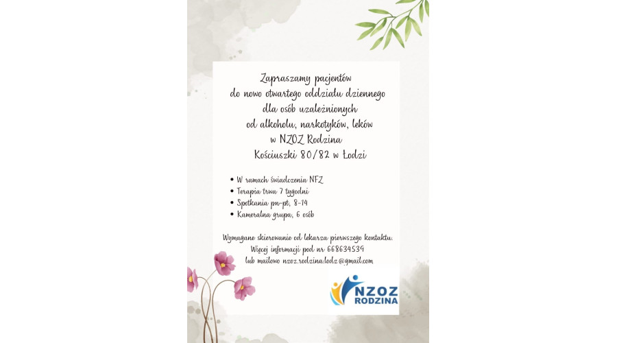 Oddział Dzienny Terapii Uzależnień w Łodzi na NFZ