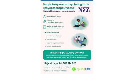 Bezpłatna pomoc psychologiczna i psychoterapeutyczna na NFZ we Wrocławiu