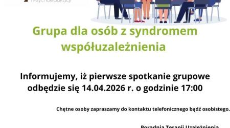 Bezpłatna  grupa wsparcia dla os&oacute;b z syndromem wsp&oacute;łuzależnienia Kluczbork