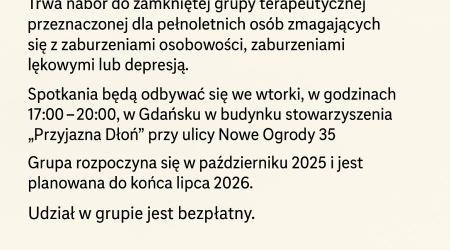 Bezpłatna psychoterapia grupowa w Gdańsku