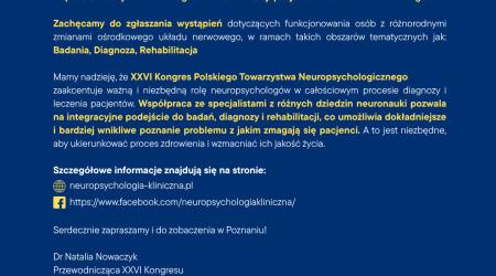 XXVI Kongres Polskiego Towarzystwa Neuropsychologicznego